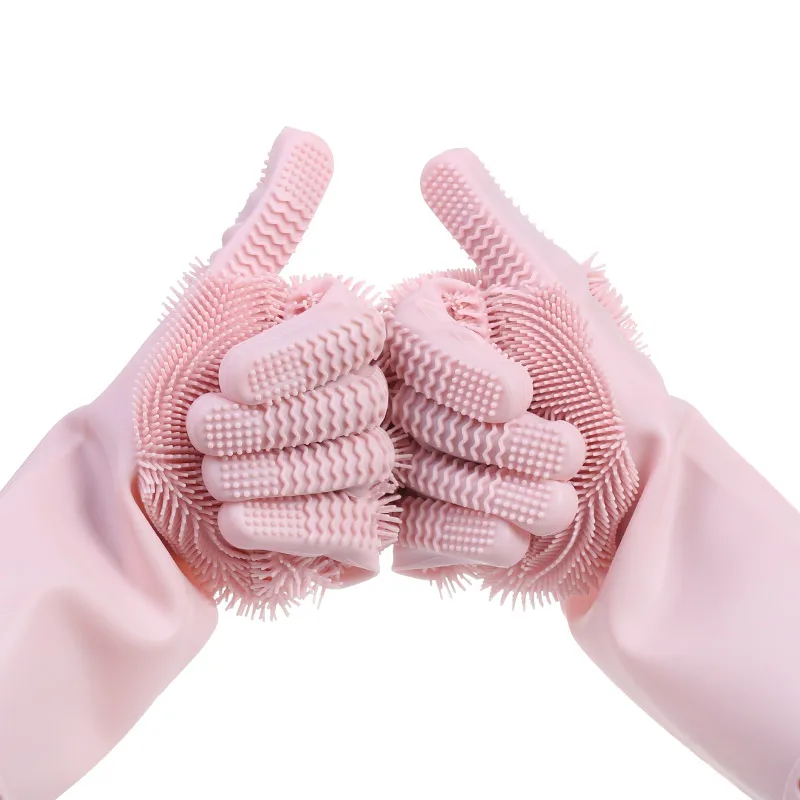 

Free Sample Silicone Scrubber Gloves, Magic Sponge Silicone Dishwashing Gloves, Any color can be customized