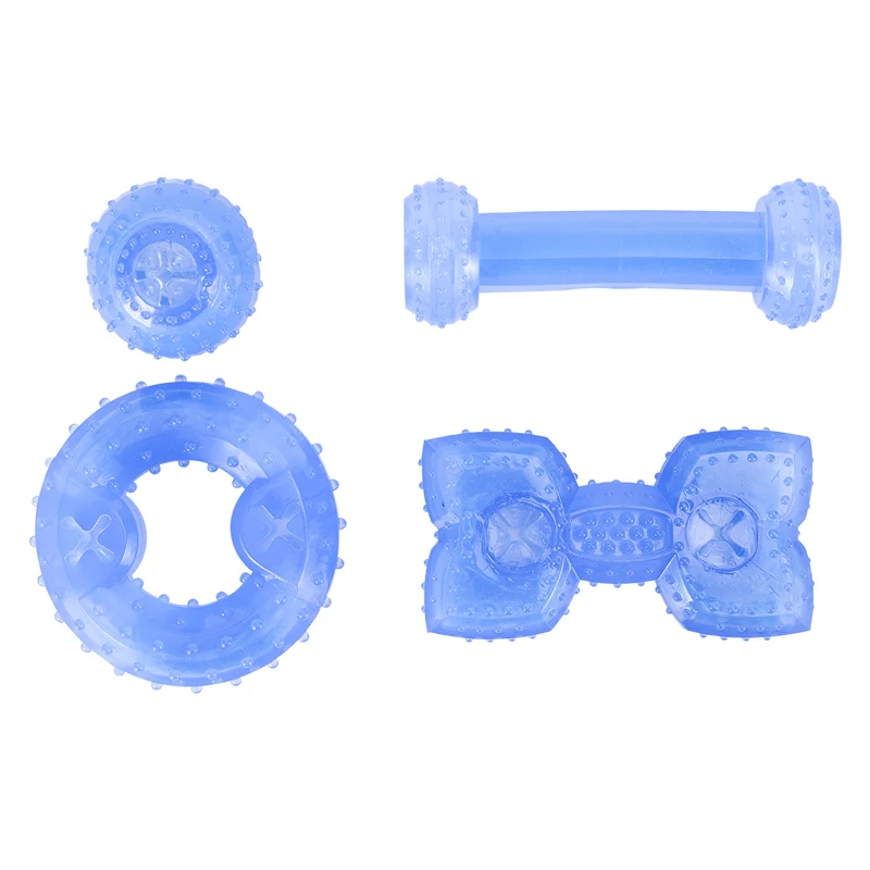 

OEM Factory Cheap Cute summer heat cooling toy set teeth cleaning TPR pet dog chew, Ice bones, ice dumbbells, ice hockey, ice circle