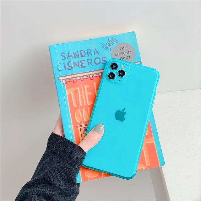 

ins Candy Color Phone Case For iPhone 11 Pro Max XR XS Max 7 8 Plus X Florescent Transparent Soft IMD Phone Back Cover, 6 colors
