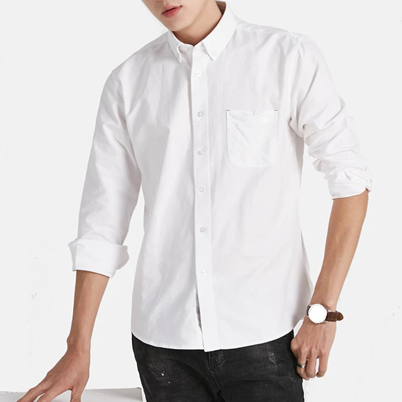 

formal shirt for men 100% cotton solid fashionable casual versatile shirt