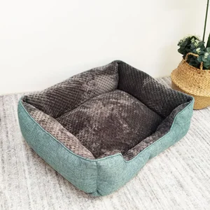Image of luxury plush box pet bed for dogs