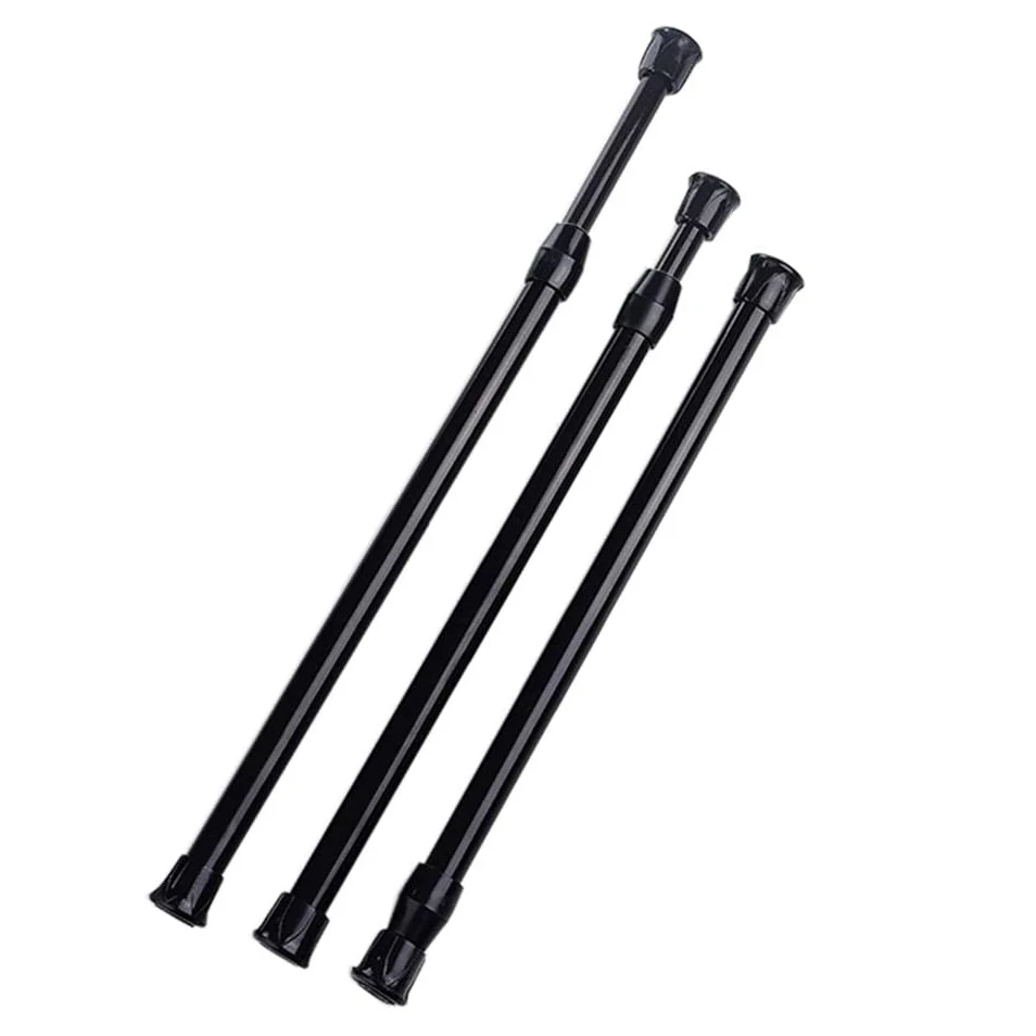 

Expandable Pressure Black Closet Tension Rod Spring Loaded Curtain Rods Window Short Tension Rod DIY Spring Steel Cupboard Bars