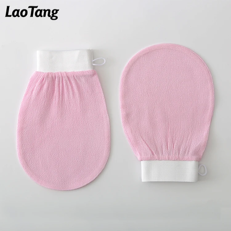 

Ready to Ship 2021 Hot Sale Magic Pink Color Skin Peeling Body Exfoliating Gloves Kessa Mitts, Colorful