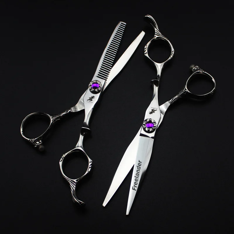 

High grade6.0 "flower handle hairdressing flat bangs teeth scissors