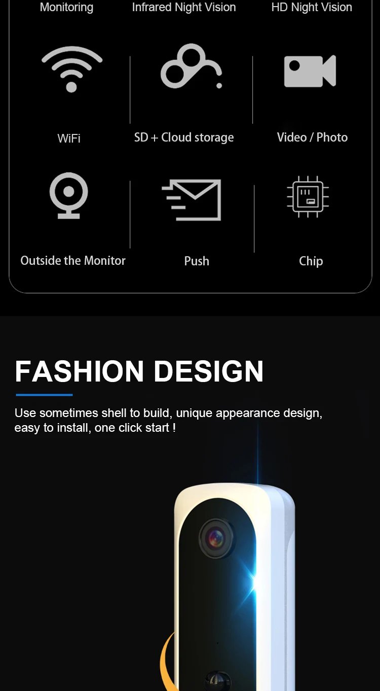 Private Tooling 14 days Cloud Storage 1080P Wifi Video Doorbell Camera with Face Recognition Function