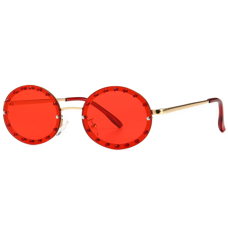 

2021 Fashion Luxury Style Diamond Bling Sunglasses Round Women Sunglasses, 8 colors