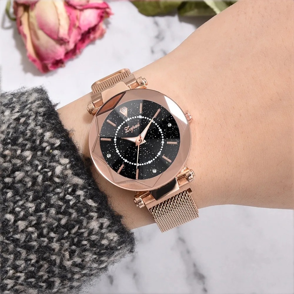 

Luxury Women Watches Magnetic Starry Sky Female Clock Quartz Wristwatch Fashion Ladies Wrist Watch reloj mujer relogio feminino, Gold