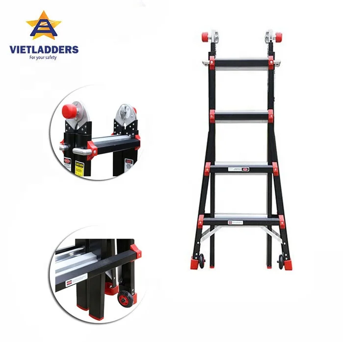 Multipurpose 4x4 Multipurpose Aluminium Folding Ladder Extra Wheels