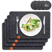 

Grey Felt Placemats Set of 6 Absorbent Table Mats Non Slip Washable Heat Resistant Place Mats with Non Slip Cloth