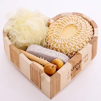 

Promotional wood heart box bath accessory set classical box spa Bath Gift Set