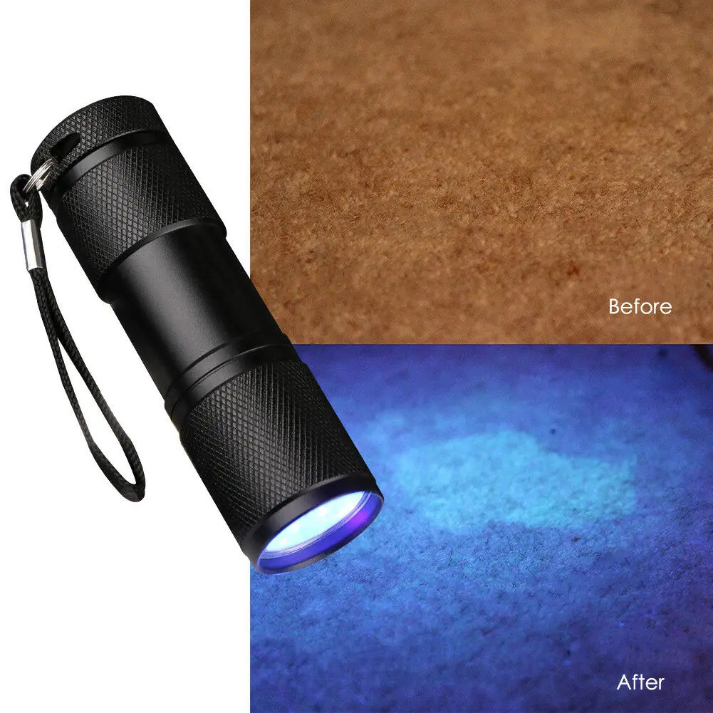 High Quality Small 9LED Handheld UV UltraViolet Black Light Flashlight 395nm Lamp Torch Inspection Light