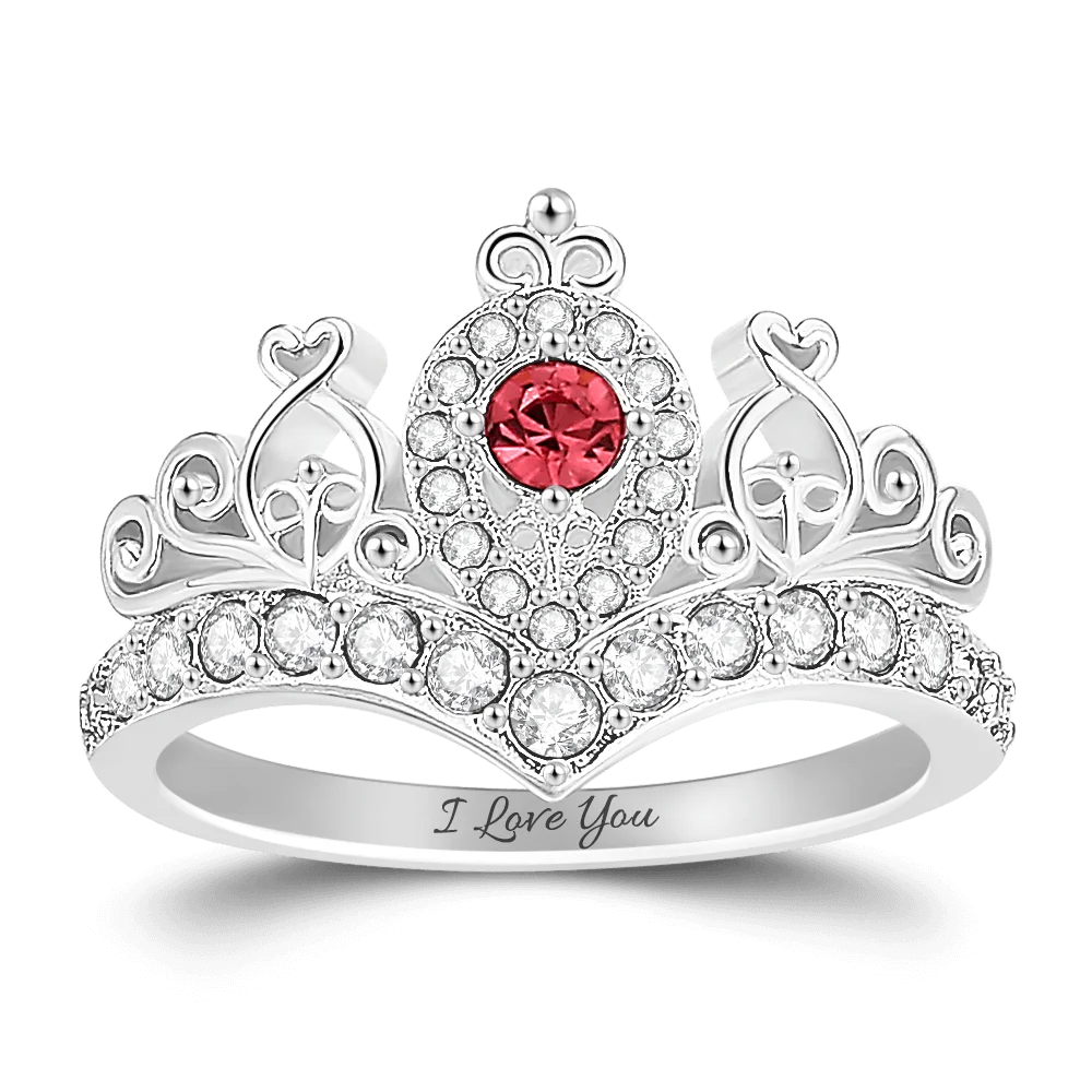 

Personalised Birthstone Anillo Corona Sterling Silver 925 Jewellery Princess Crown Ring