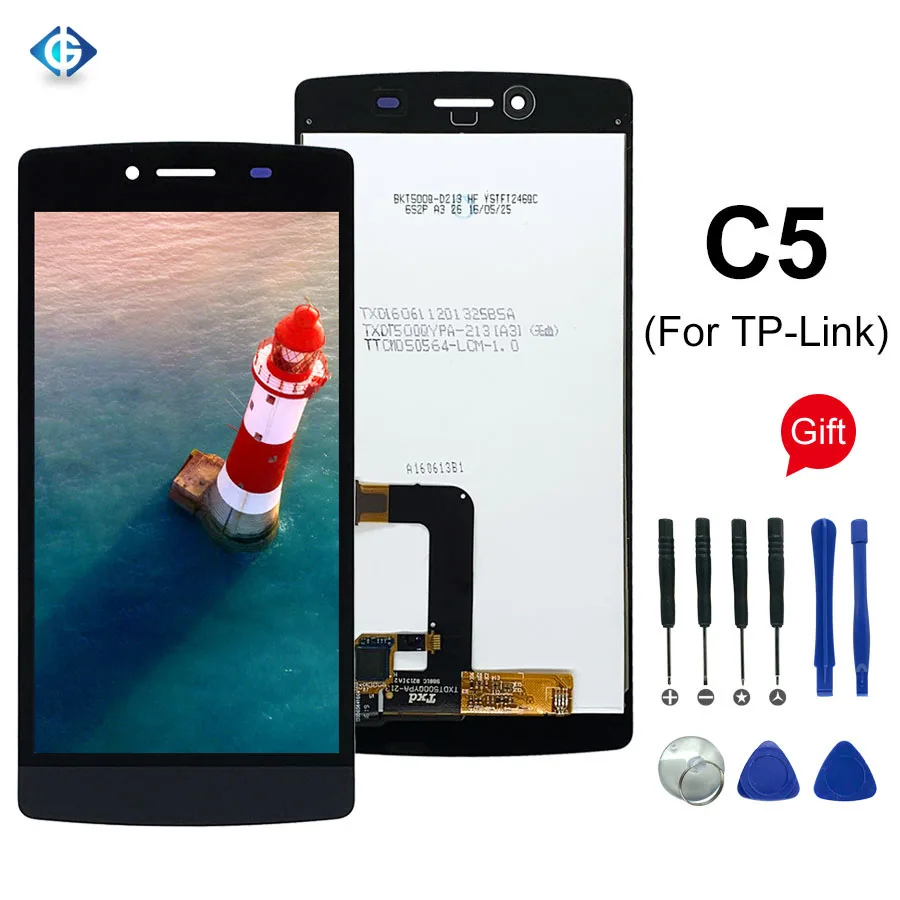 

mobile phone lcds Screen Display with Touch Digitizer for TP-Link Neffos C5 LCD, Black