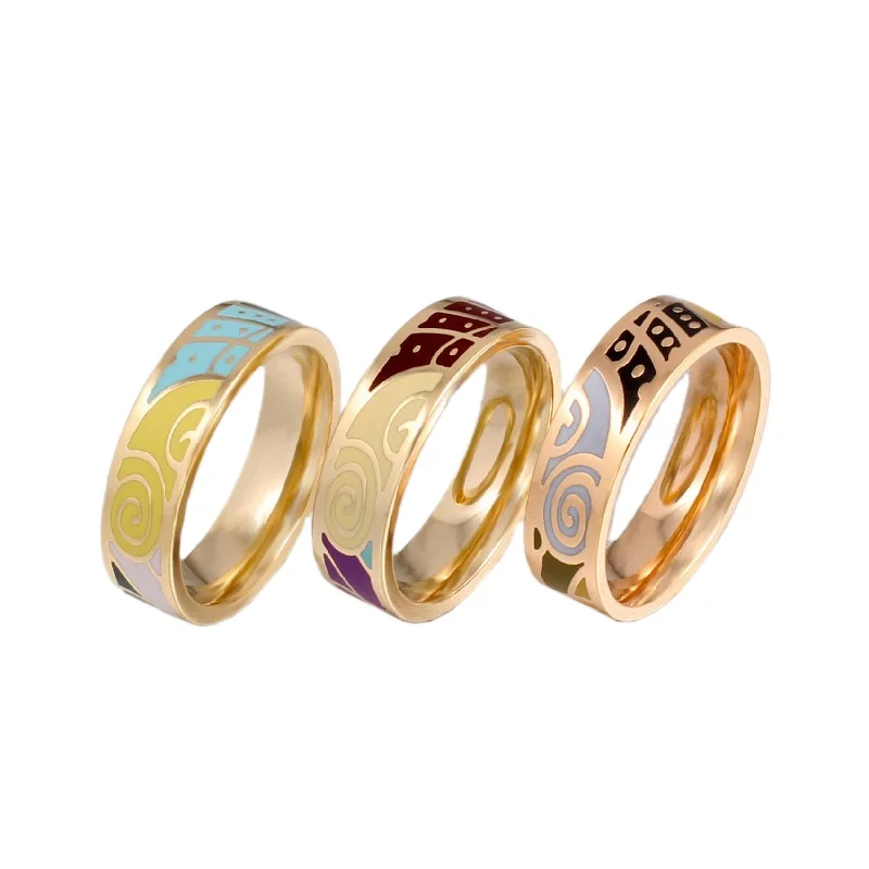 

Jewelry Vendors Valentin Gift Luxury Enamel Stainless Steel Rings Jewelry Women