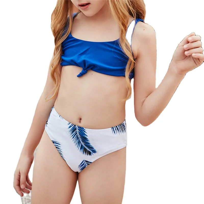 

Leaf Printed Toddler Children and Teenage Swimsuit Two Pieces Swimwear Kids Bathing Suit