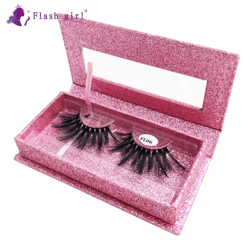 

Hot sale 100% handmade natural soft lashes FL06 high quality 25mm makeup mink eyelashes with package box custom logo