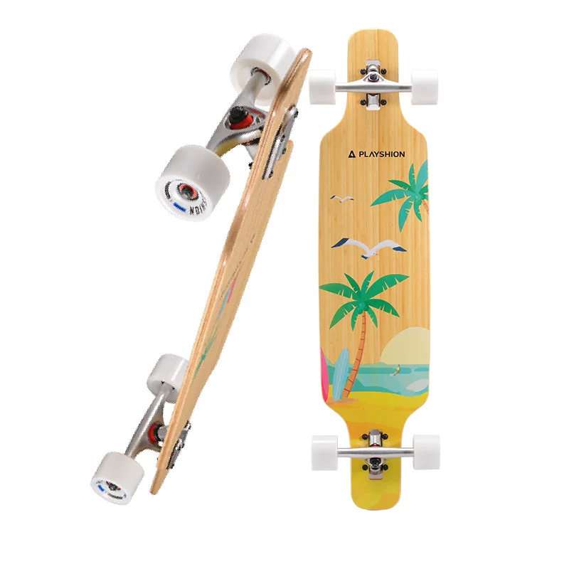 39 inch Drop Through Down Wood Long Board The Coconut Pattern Longboard Skateboard
