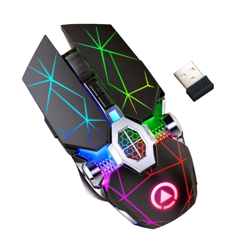 

2021 Potable Wireless Gaming Mouse Rechargeable 2.4G Wireless Optical Computer Mouse for Office Gamer