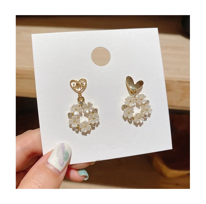 

free shipping cute white heart huggie earrings 18k gold plated enamel heart earring 925 sterling silver heart earring