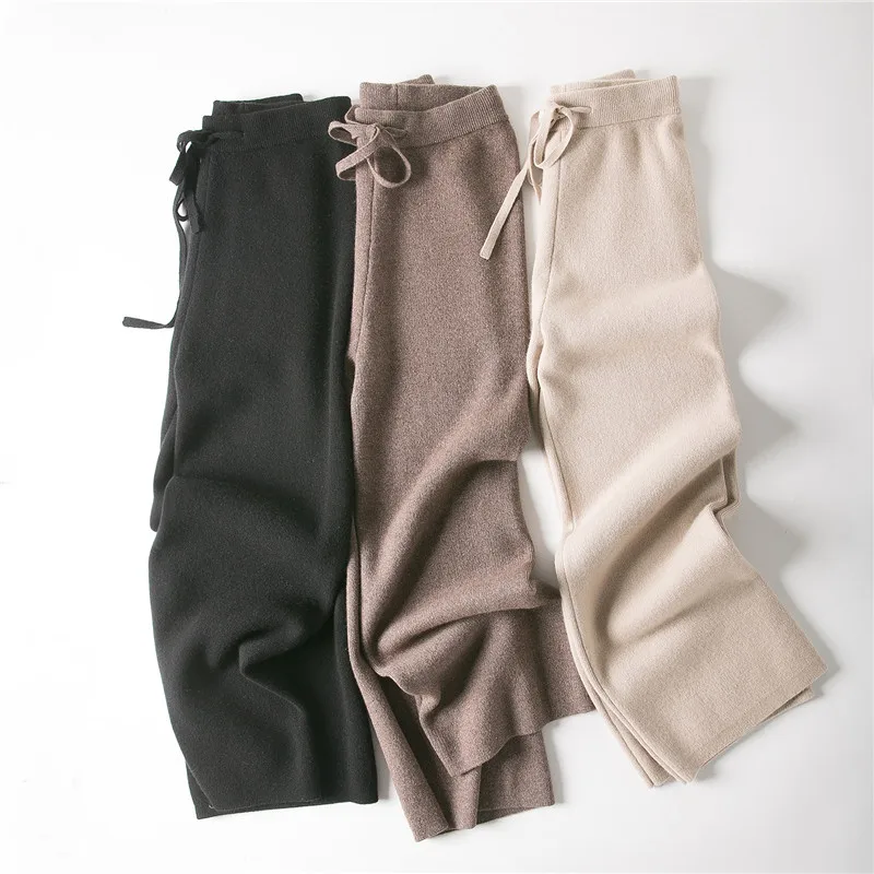 

2020 New Style Pure Cashmere Women High Waist Loose Pants