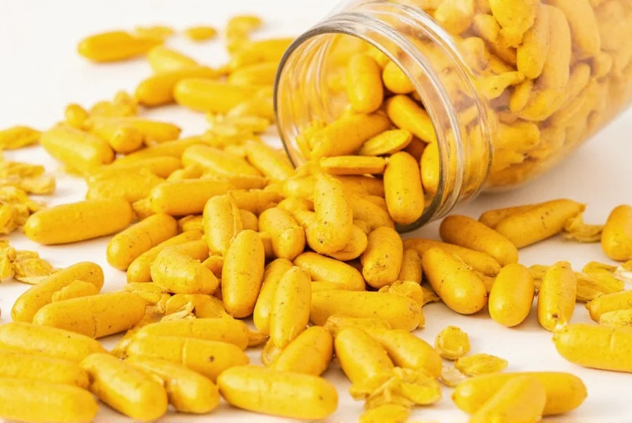 Illustration showing proper turmeric supplement usage with food