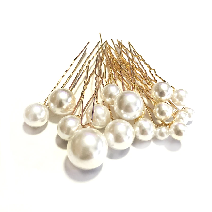 

RE4046 18pcs set Bridal Pearls U Shaped Hairpins Big Pearl Hair Ornaments Wedding Hair Jewelry