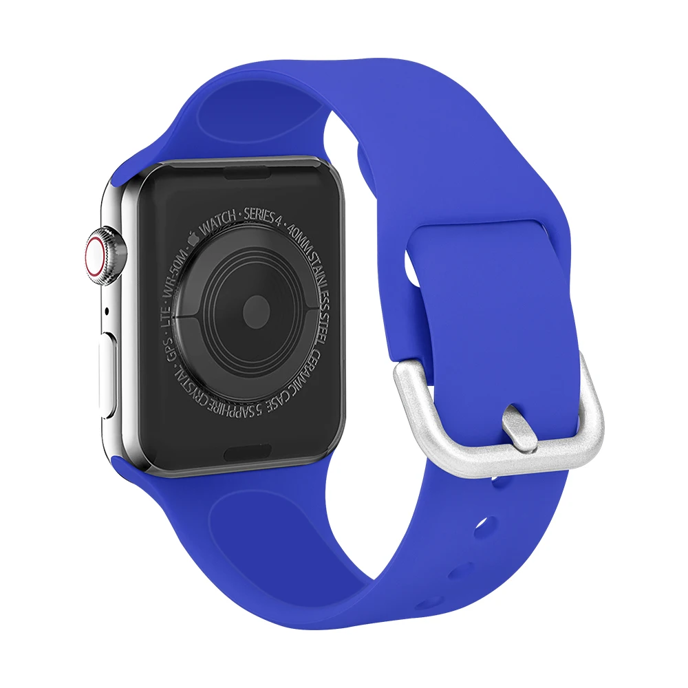 

KeepWin Blue Black Pink Red Yellow Brown 15 Colors Silicone Rubber Strap Wristband Bracelet Apple Watch Band, As picture showed
