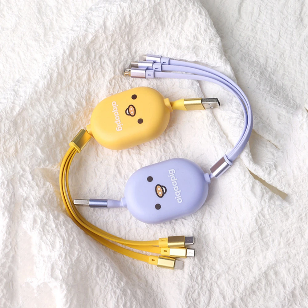 

Free Shipping 1 Sample OK Multifunctional Retractable Charging Cable 3 in 1 USB Cable for iPhone Type C Micro USB, Yellow / pink / green / purple