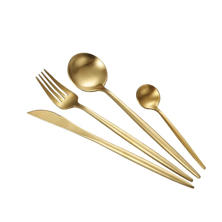 

online Top Seller Products Gold Tableware Flatware Fork Knife Spoon Stainless Steel 304 Cutlery Flatware 4pcs Dinnerware Set