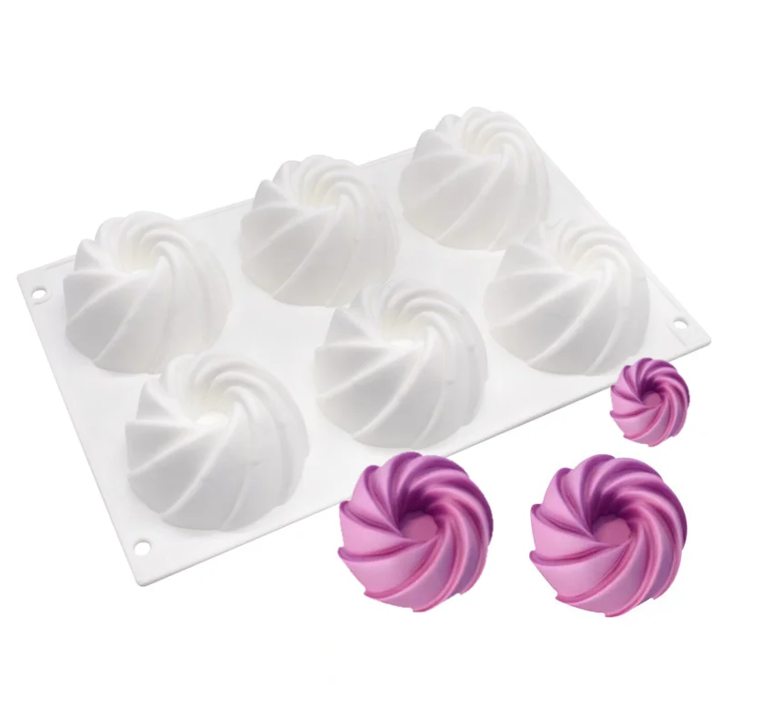 

6-cavity rotary flower food grade silicone cake soap candle ice cream mold for handmade soap making, Rose