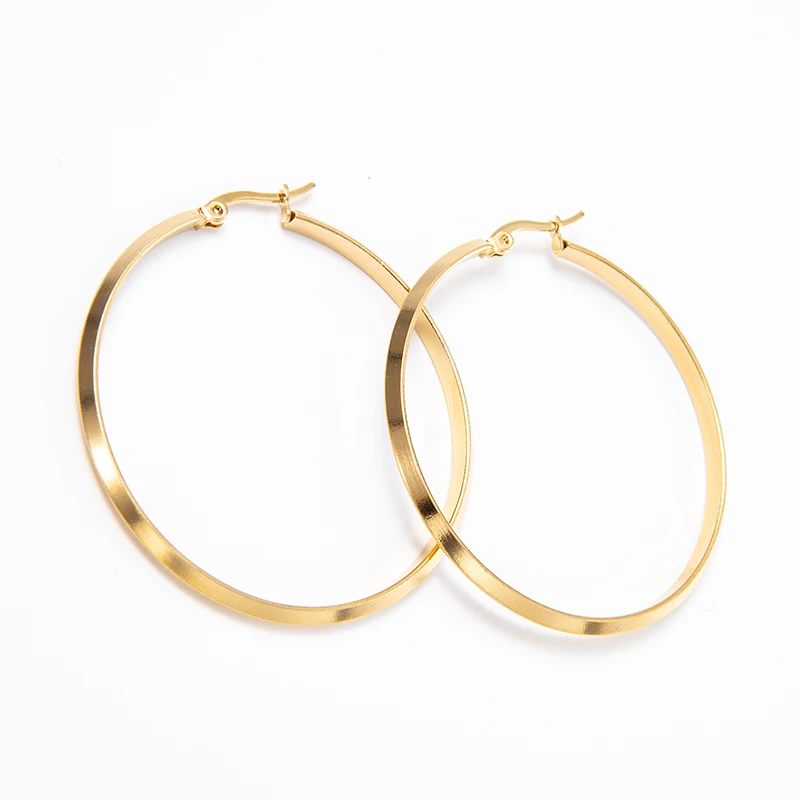 

Versatile Stainless Steel Geometric Curved Surface Earring Smooth Real Gold Plated Cone Surface Circle Click On Earrings