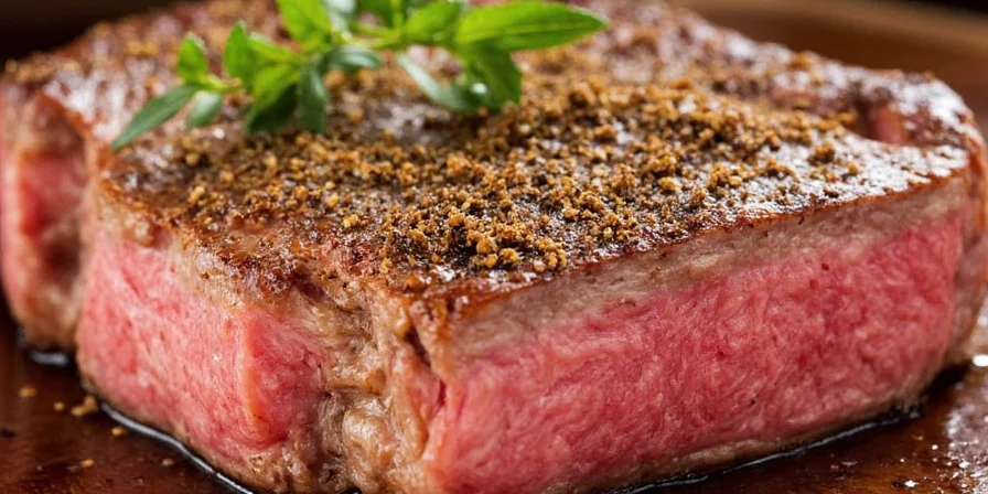Step-by-step images of seasoning steak correctly