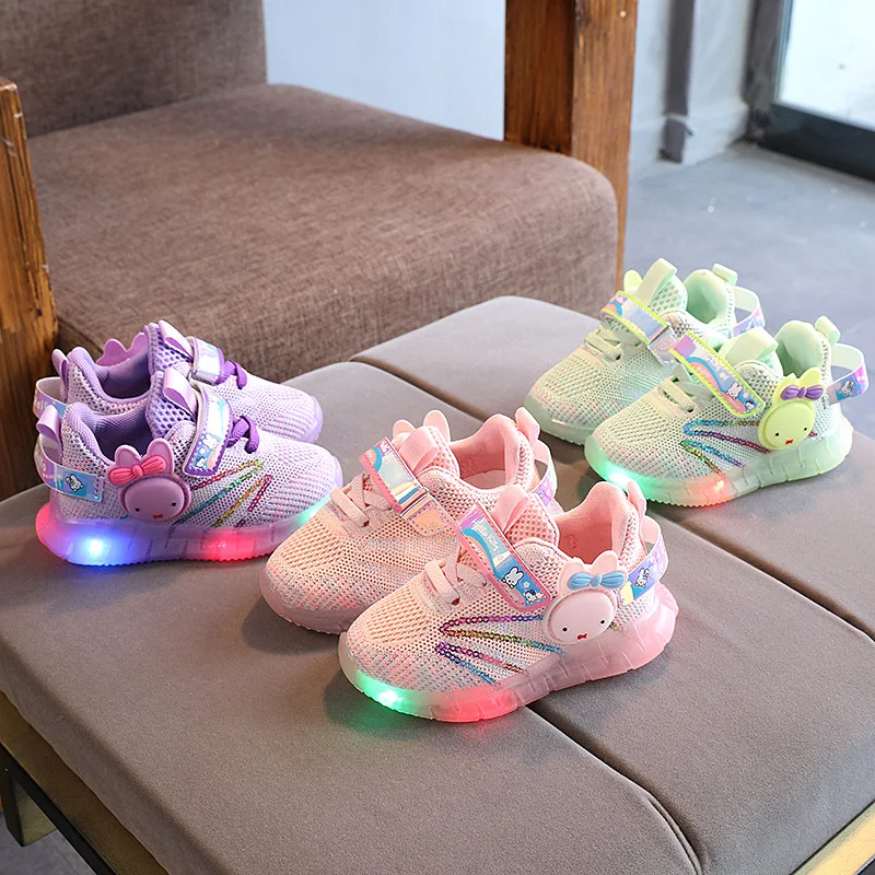 

YIZHI Cartoon Design Children Light up LED Shoes Breathable Mesh Girls Kids Sports Casual Shoes