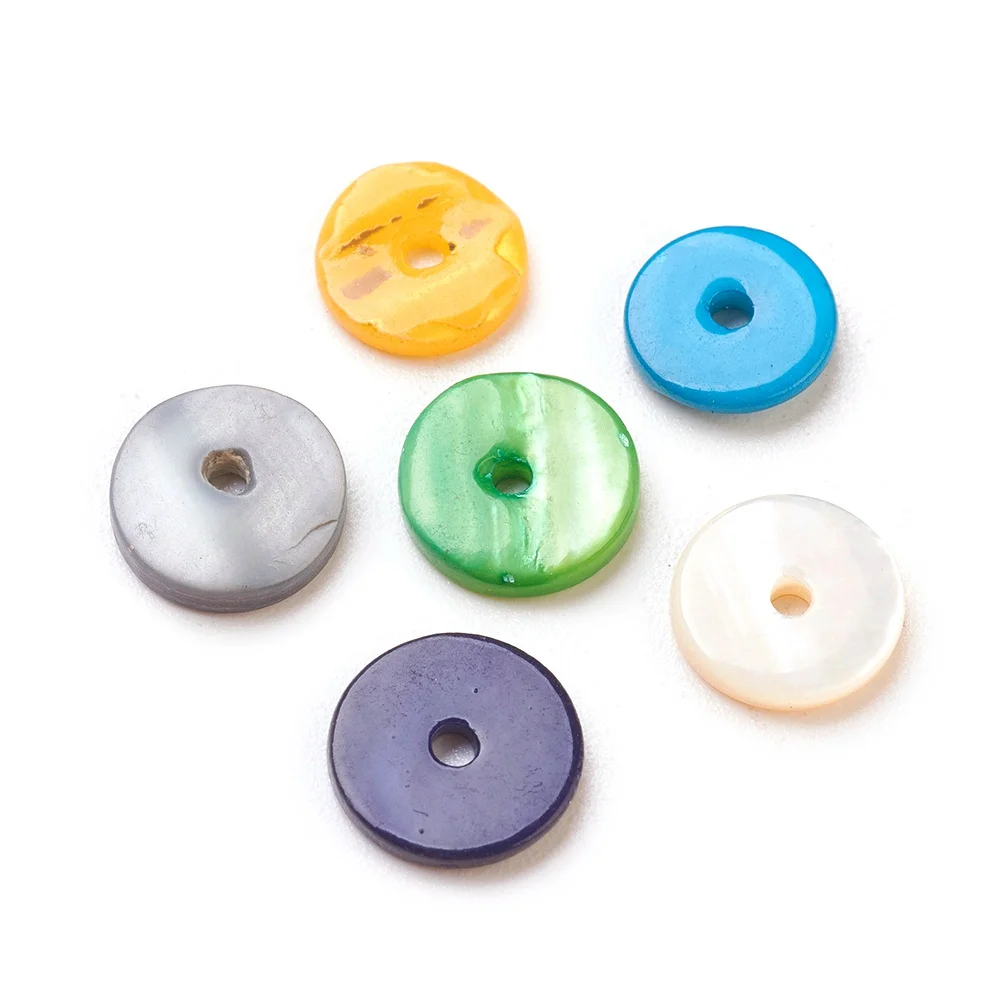 

Pandahall 7mm Flat Round Dyed Coin Heishi Shell Beads Disc