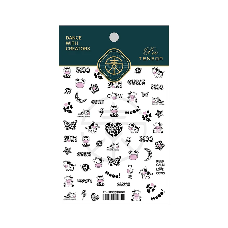 

Animals Cows nail stickers wraps for Nail Design and Salon Nails Accessories, As picture