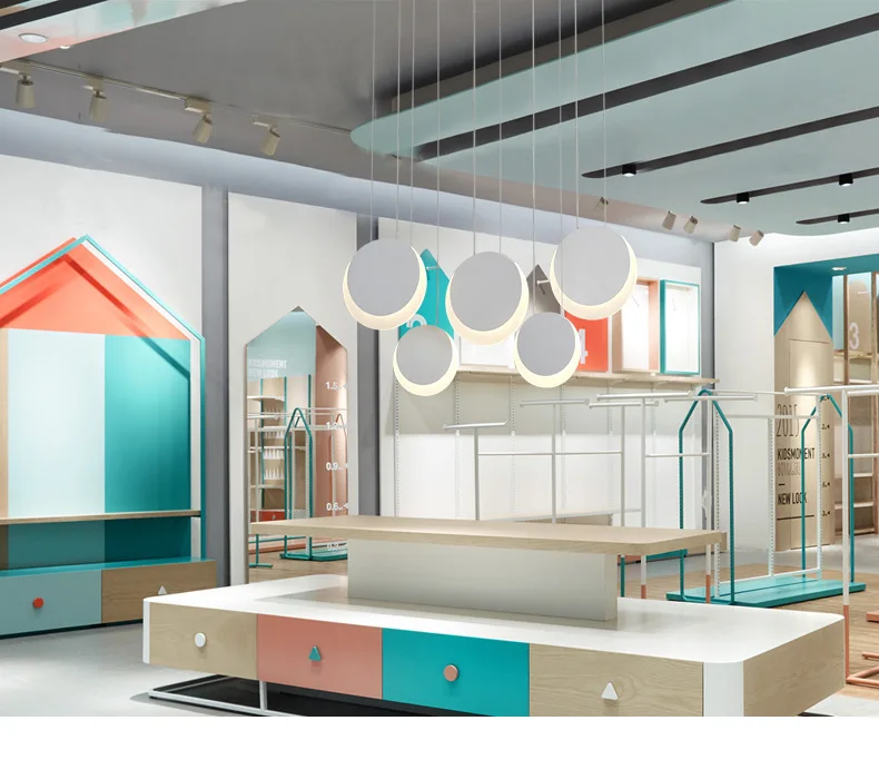 Modern led restaurant chandelier creative round combination fashion clothing store front desk coffee shop chandelier