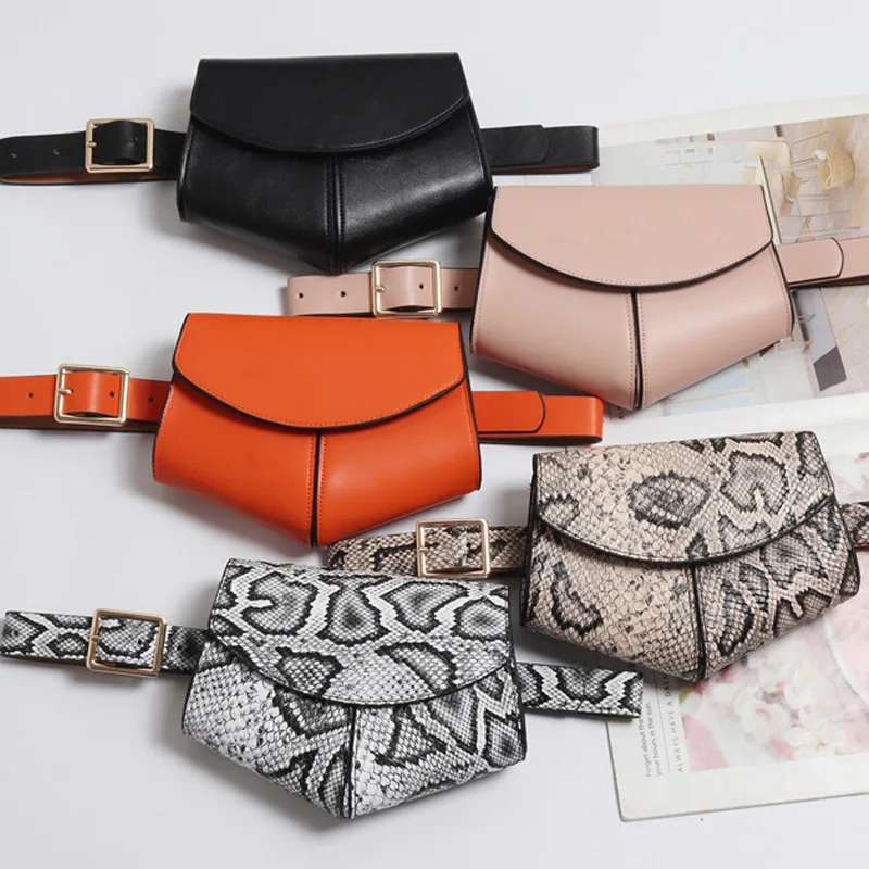

2021 New European and American fashion wholesale snake leather waist bag belt bag