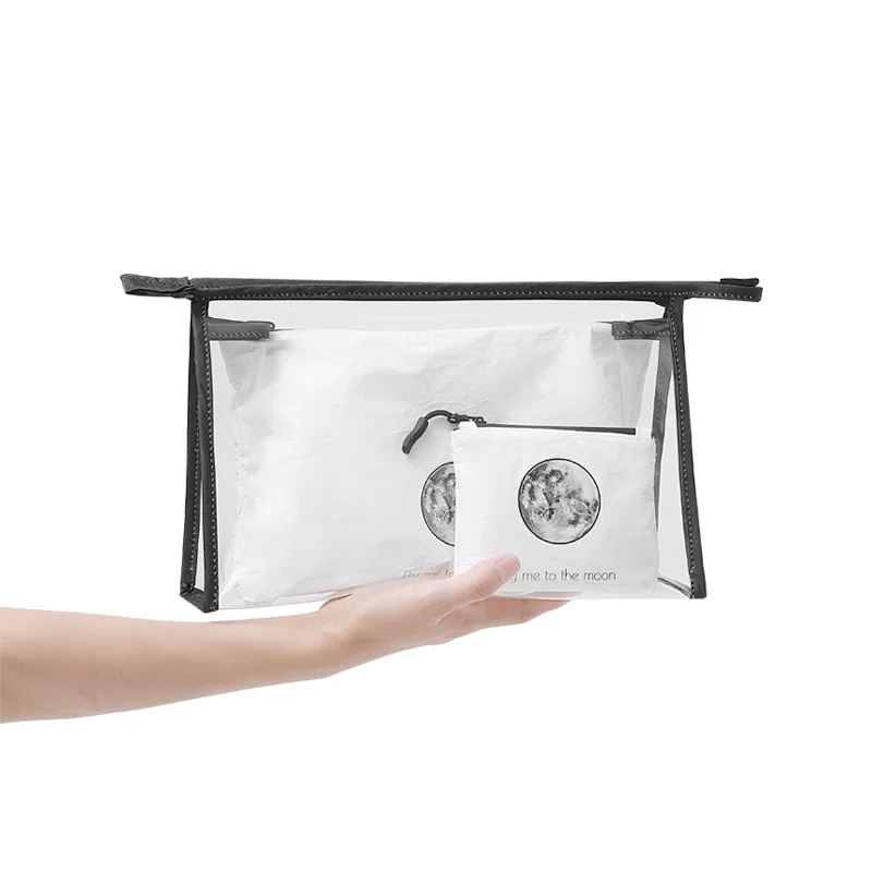 

New DuPont paper three-piece large-capacity cosmetic bag portable and lightweight makeup storage bag, Picture