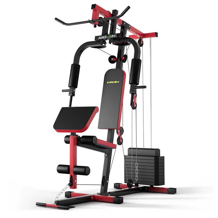 

Body Strong Fitness Exercise Equipment Dead Weight Type Single Station Comprehensive Powering Training Device, Black red