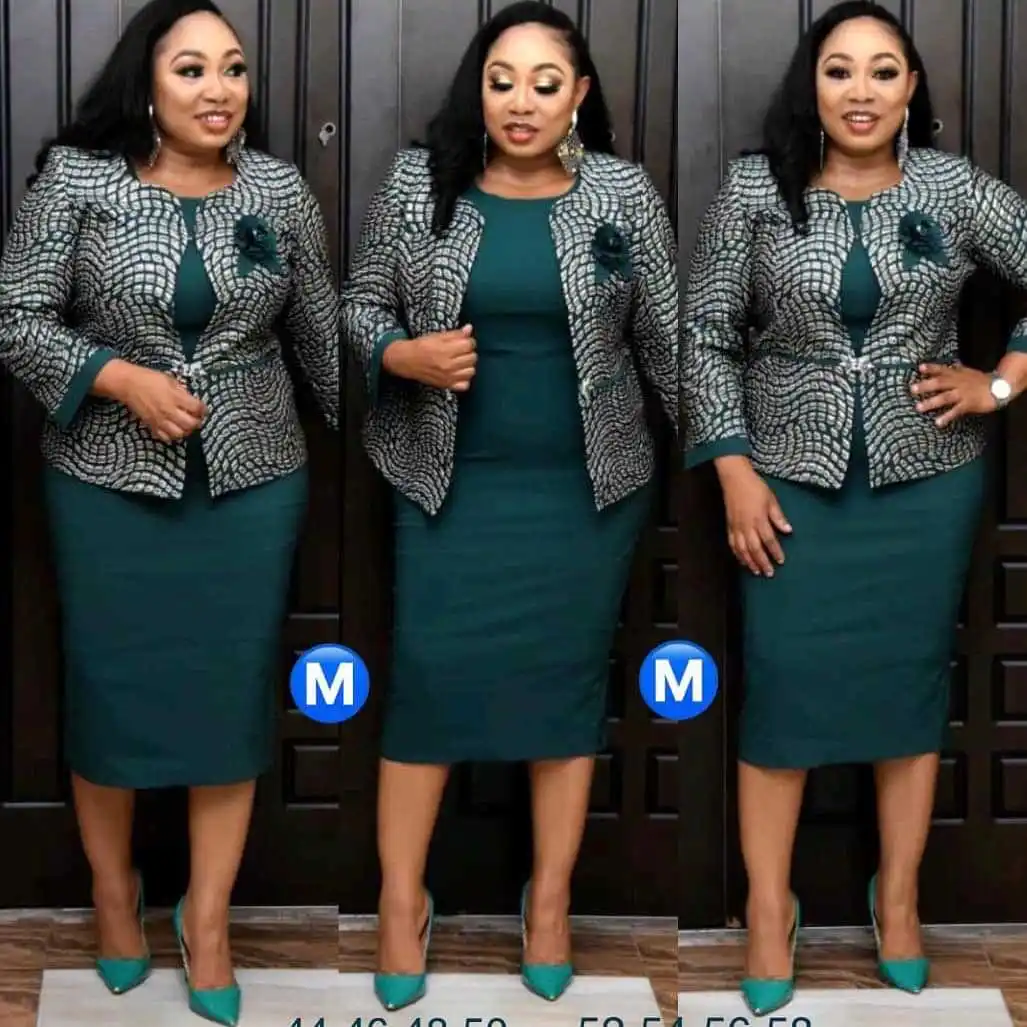 

African women plus size suit African Woman Clothes Office Ladies Top and Skirt Suit Wholesale China, As showed
