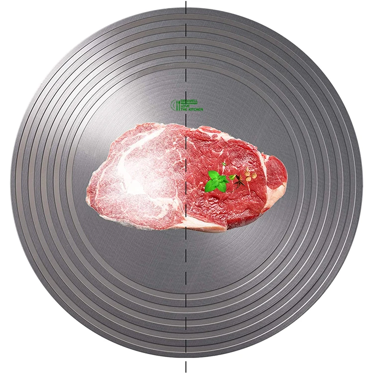 

Round Aluminium No Electricity Thick Heat Conduction And Thawing Board Defrost Plate For Frozen Food Meat Fast Defrosting Tray, Grey