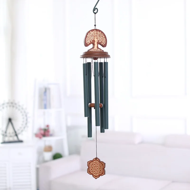 

E138 32 Inch Home Decor 5 Tubes Aluminum Windchimes Outdoor Garden Hanging Decoration Gift Memorial Tree Of Life Wind Chimes