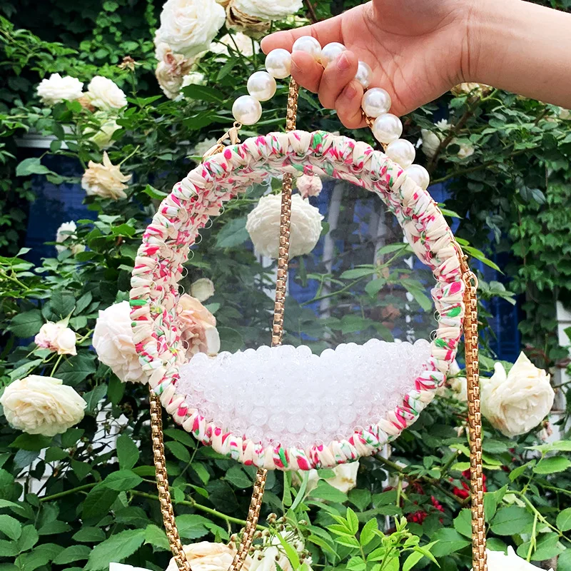 

Chain cross-body bag homemade crochet diy material bag round transparent jelly bag