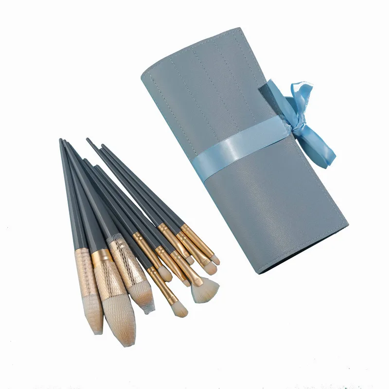 

Wholesale 10pcs Mini Pink Cosmetic private label Travel Make up Brush Set, Blue