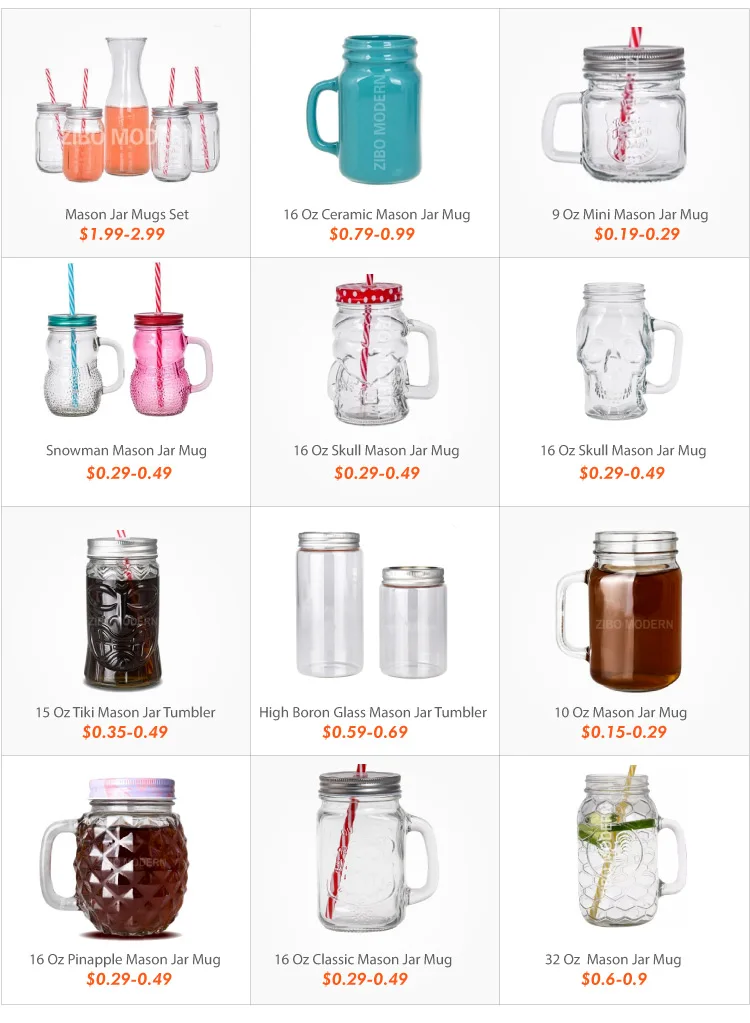 16 Oz Glass Classic Mason Jar Mugs With Lid And Straw Cold Beverage Drinking Glasses Kitchen 9646