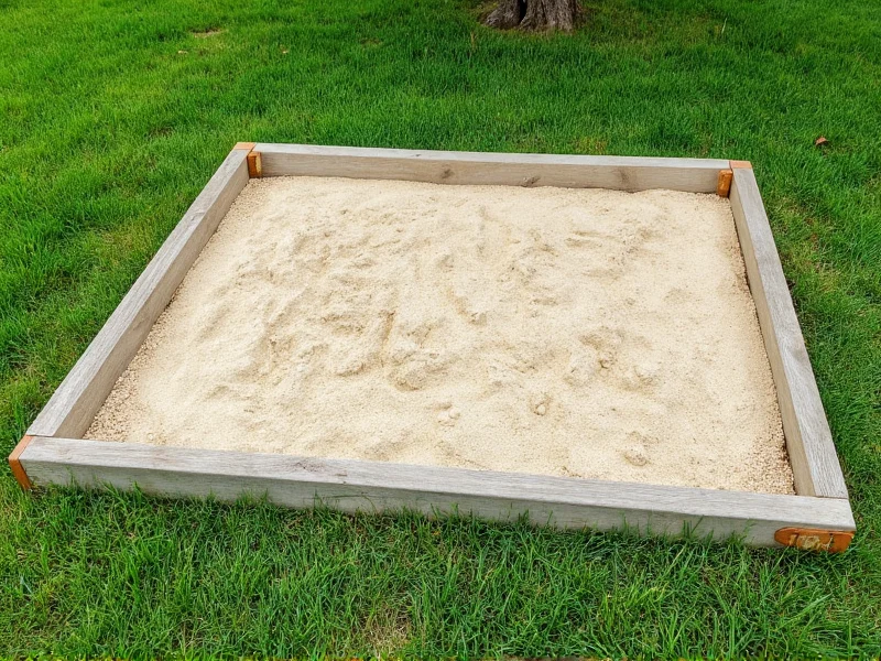 DIY sandbox materials laid out on grass