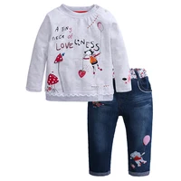 

Cotton Fall Toddler Kids Baby Girls Autumn Winter Jeans Velour Tracksuit 2Pcs Hoodie Clothes Sets