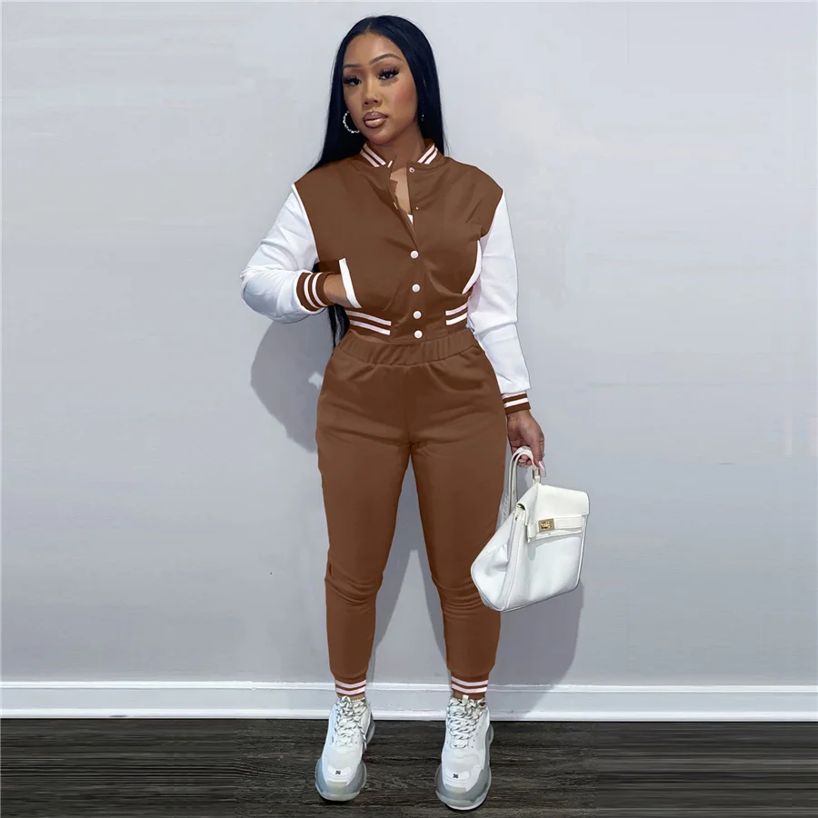 

Kliou M21S08593 High Quality Wholesale Women Sets Jacket + Pants Clothing Autumn Winter Women Two Piece Set