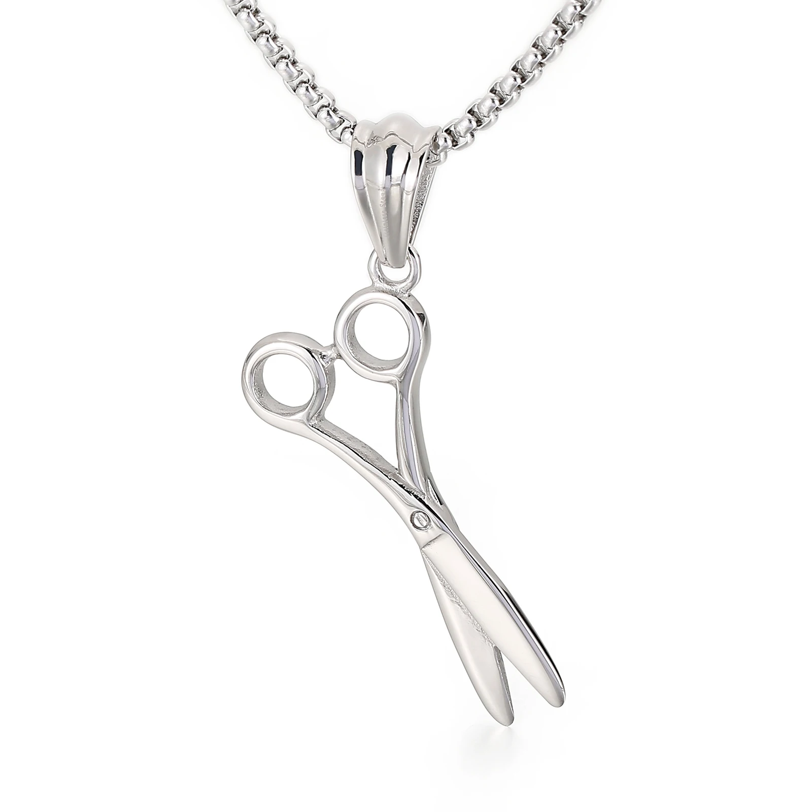 KALEN Creative Trendy Stainless Steel Scissors and Comb Male Pendant