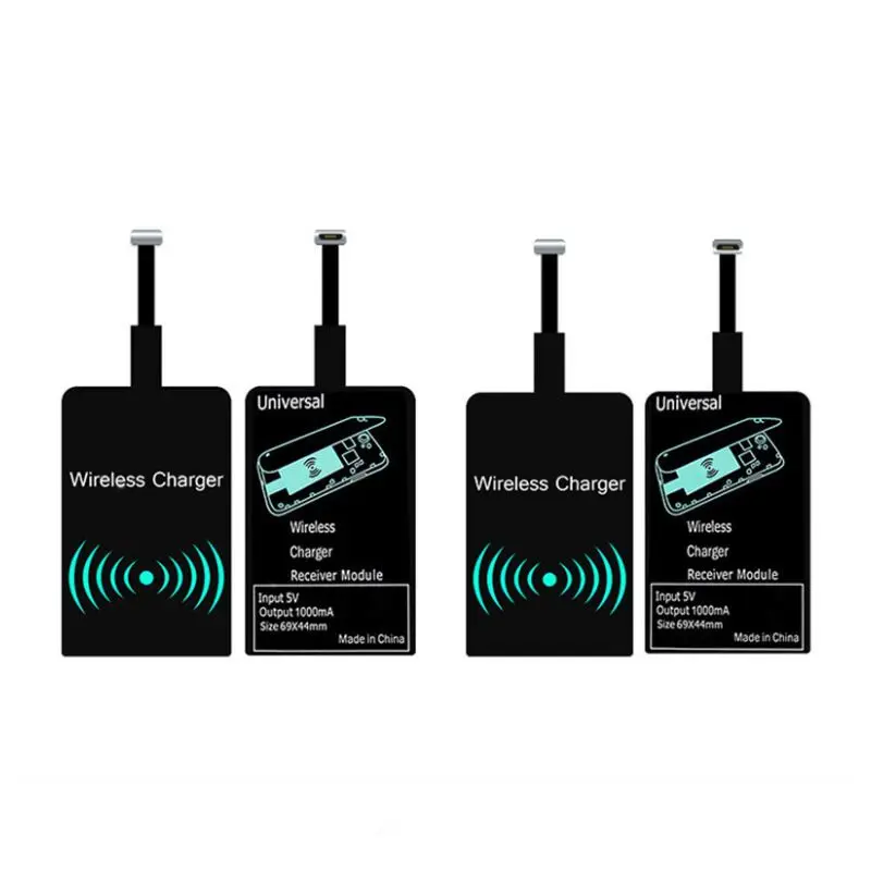 

TYPE C Micro Android IOS Phone universal 5V 1A Wireless charging Receiving coil Adapter Charger receiver for smart phone, Black,white